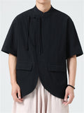 Men's Summer Chinese Style Fringe Button Stand Collar Shirt