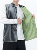 Men's Autumn Velvet Contrast Trim Sleeveless Frog Button Vest Jackets