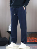 Men's Elastic Waist Slim Fit Fleece Lined Casual Pants for Winter