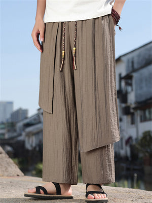 Men's Summer Patchwork Trendy Cozy Drawstring Straight Leg Texture Pants
