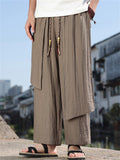 Men's Summer Patchwork Trendy Cozy Drawstring Straight Leg Texture Pants