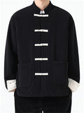 Men's Winter Warm Mandarin Collar Button-up Corduroy Jackets