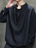 Men's Comfy Solid Color Cotton Linen Long Sleeve Shirts