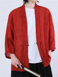 Men's Chinese Zen Style Butterflies Print Cardigan Shirts