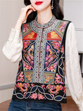 Women's Ethnic Style Embroidery Patchwork Sleeveless Jacket