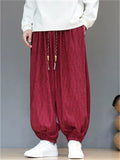 Men's Cozy Corduroy Elastic Waist Loose Fit Bloomer Pants
