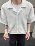 Men's Hollow Textured Eyelet Short Sleeve Button Down Cuban Shirts