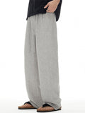 Men's Comfy Breathable Linen Blend Wide Leg Drawstring Staight Pants