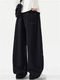 Mens Baggy Wide Leg Streetwear Loose Casual Drawstring Pants