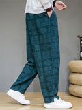 Men Ethnic Patterned Drawstring Waist Casual Lounge Pants