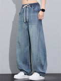Men's Streetwear Summer Loose Fit Wide Leg Scimitar Denim Pants