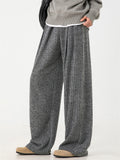 Men's Comfy Fleece Solid Color Striped Drape Wide Leg Pants