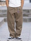 Men Japanese Style Baggy Pants Loose Fit Straight Leg Trousers