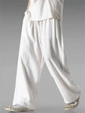 Mens Casual Loose Fit Trousers Baggy Wide Leg Pants