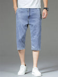 Mens Dark Indigo Below Knee Three Quarter Short Jeans