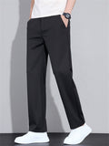 Mens Lightweight Ice Silk Straight Leg Regular Fit Casual Pants