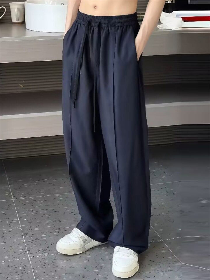 Men's Loose Fit Elastic Waist Drape Comfort Breathable Wide Leg Pants
