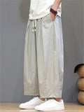 Men's Summer Casual Drawstring Wide Leg Cropped Pants