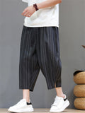 Men Striped Baggy Summer Casual Capri Pants