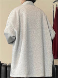 Men's Contrast Color Frog Button Stand Collar Sweatshirt Jacket