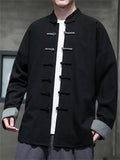 Men's Chinese Style Contrast Color Tang Suit Jacket with Frog Button