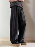 Mens Striped Loose Fit Drawstring Wide Leg Casual Pants