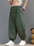 Men Ice Silk Ethnic Style Casual Baggy Harem Joggers Pants