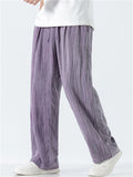 Mens Vintage Summer Linen Blend Loose Fit Casual Beach Wide Leg Pants