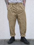 Men's Japanese Style Belted Relaxed Fit Straight Leg Pants
