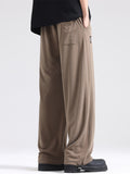 Mens Summer Wide Leg Drawstring Casual Pants Baggy Trousers
