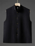 Men's Autumn Solid Color Geometric Jacquard Sleeveless Cardigan Jackets