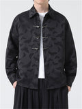 Men's Chinese Style Butterfly Buckle Jacquard Spring Shirt