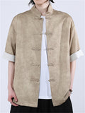Chinese Style Contrast Color Stand Collar Tang Suit Shirts for Men
