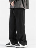 Mens Casual Corduroy Wide Leg Drawstring Pants