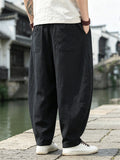 Mens Summer Zen Style Comfy Wide Leg Loose Fit Drawstring Pants