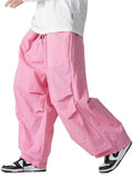 Men's Retro Solid Color Drawstring Wide Leg Cargo Pants