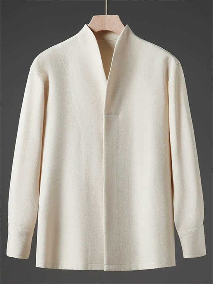 Men's Autumn Zen Style Solid Color Long Sleeve Shirts