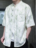 Men's Chinese Style Tie-dye Jacquard Mandarin Collar Short Sleeve Shirts