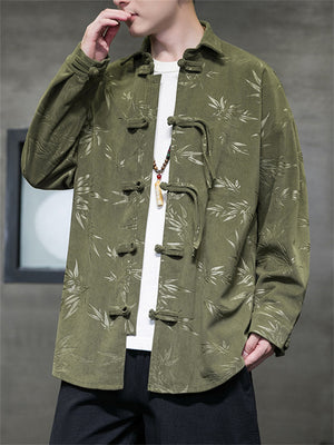 Men's Chinese Style Lapel Bamboo Corduroy Jacket
