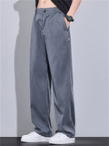 ‌Casual Mid Waist Loose Fit Drape Straight Leg Pants for Men‌