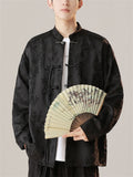 Chinese Style Men's Stand Collar Jacquard Long Sleeve Shirts