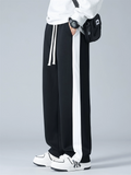 Men's Loose Fit Side Stripe Straight Leg Drape Sweatpants