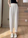 Women's Casual Ick Silk High Waisted Cropped Pants