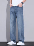 Mens Summer Vintage Wash Straight Leg Relaxed Fit Denim Jeans