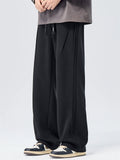 Men Plus Size Wide Leg Drawstring Elastic Waist Baggy Pants