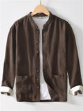 Oriental Style Ramine Causal Men's Stand Collar Long Sleeve Shirts