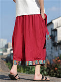 Men's Chinese Ethnic Style Patchwork Baggy Wide Leg Shorts