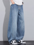 Men's Streetwear Summer Loose Fit Wide Leg Scimitar Denim Pants