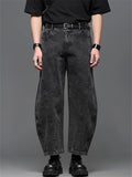 Japanese Style Retro Cotton Scimitar Cropped Jeans for Men