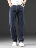 Mens Summer Classic Washed Straight Leg Relaxed Fit Denim Jeans